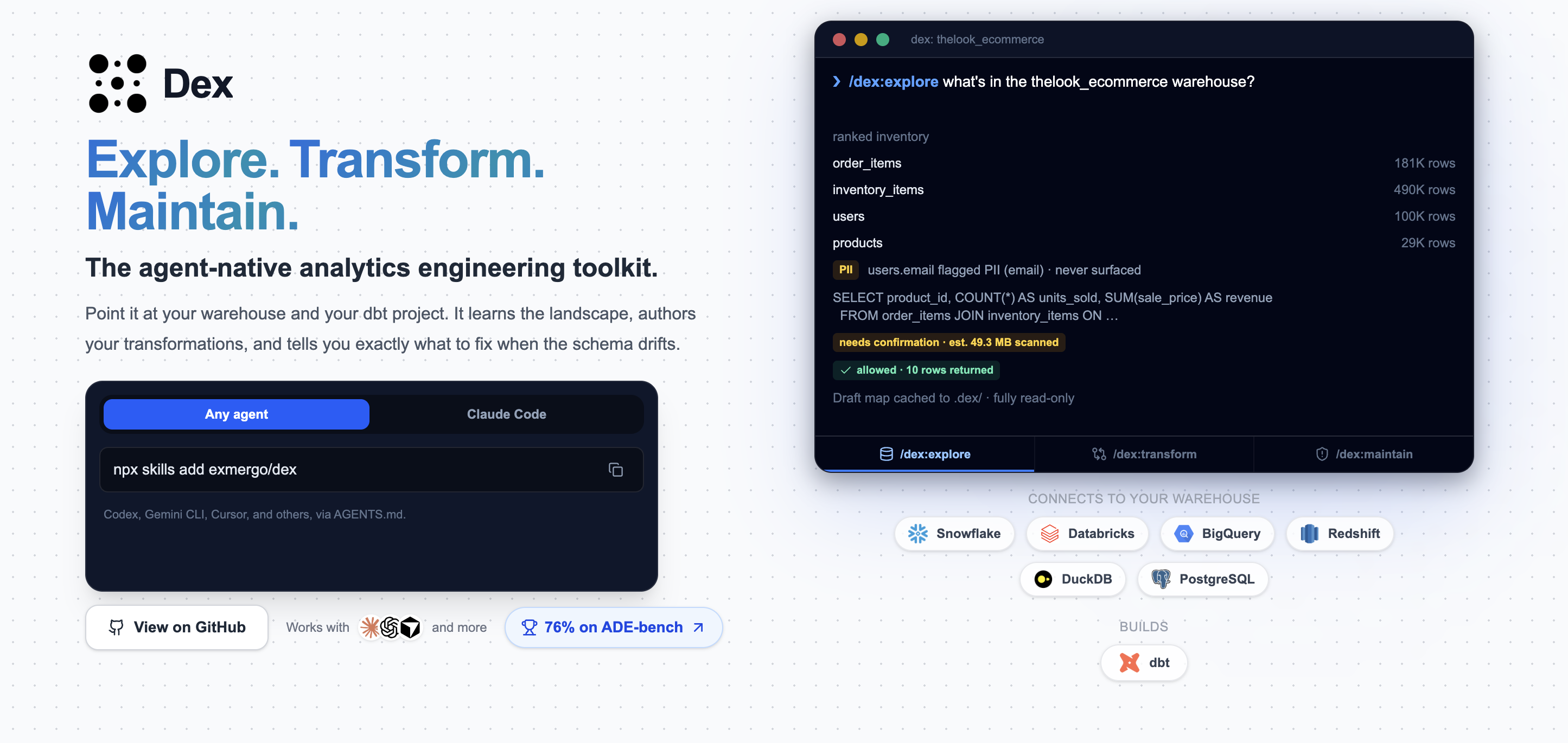 Dex by Exmergo — 官网预览图